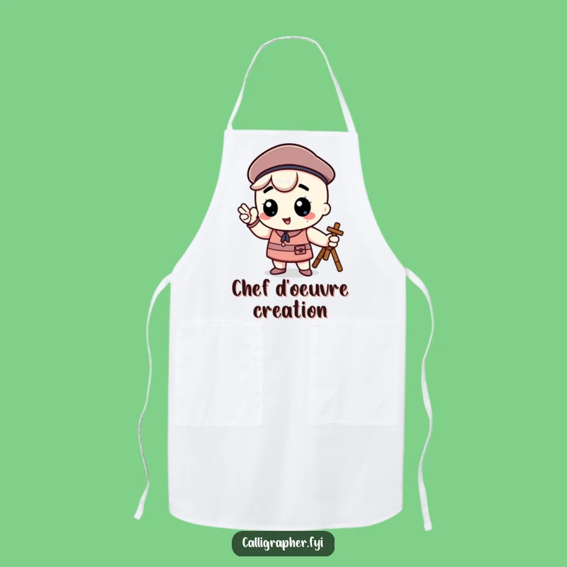 Funny Kawaii Artist Apron - Proud Beret Pose Studio Wear