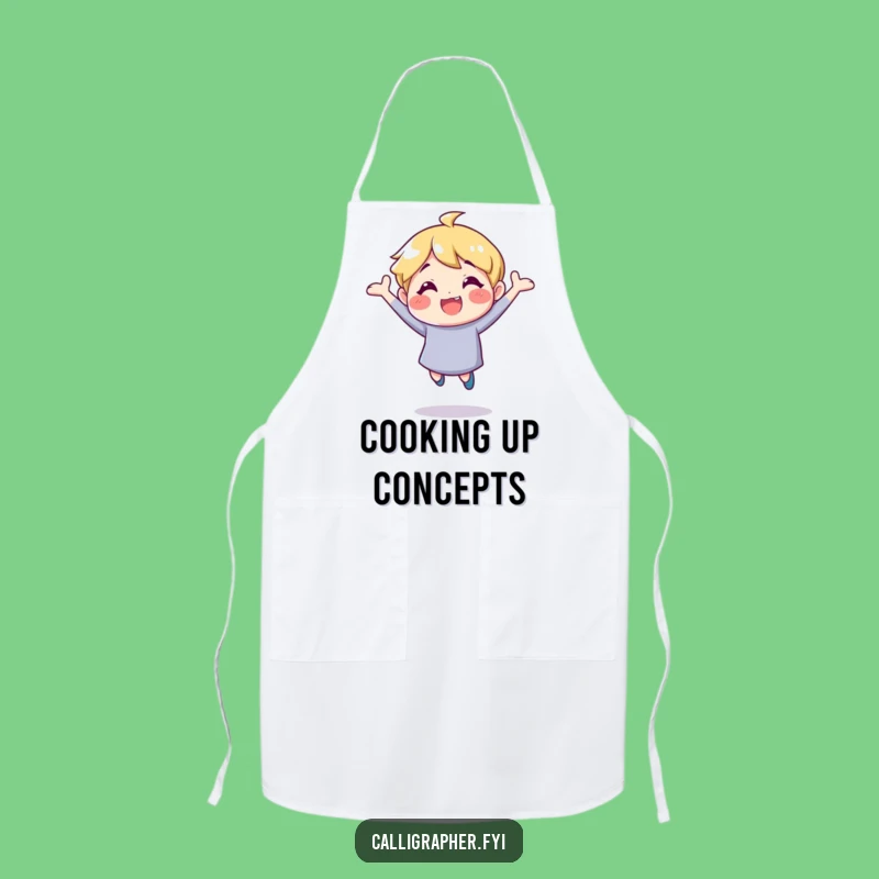 Funny Inspirational Apron - Cheerful Character Bouncing While Cooking, Kitchen Gift