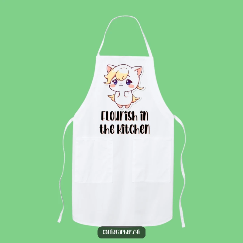 Funny Artist Apron: Cute Character Elegant Flourish Kitchen Style