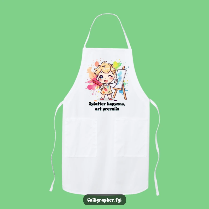 Funny Artist Splatter Apron: Cheerful Character Artist Protecting Clothes While Painting, Funny Gift