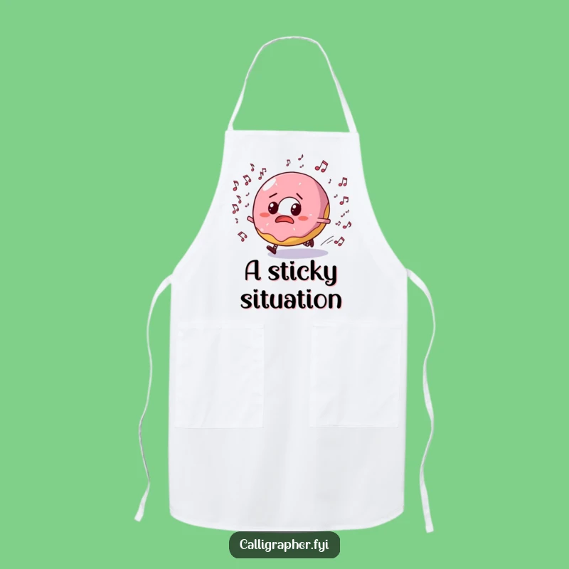 Funny Donut Music Escape Apron: Bewildered Chef, Notes, Kitchen Fun, Hilarious Gift!