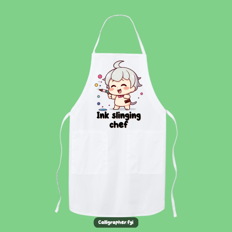 Funny Kawaii Ink Spray Apron: Creative Chef Character, Perfect Kitchen Fun Gift