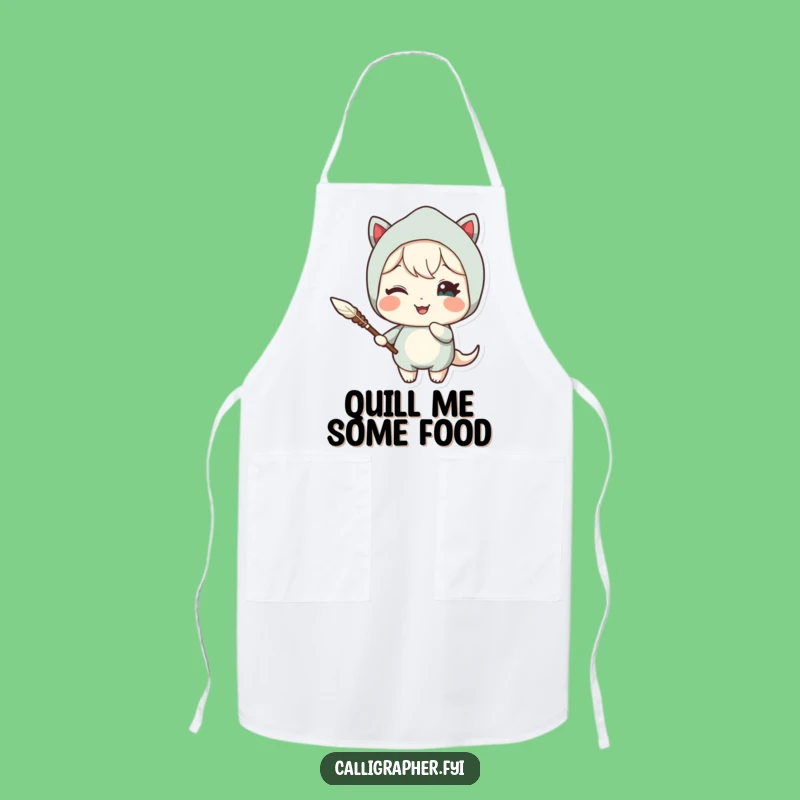 Funny Quill Apron: Cute Character Winking Delight Kitchen Fun