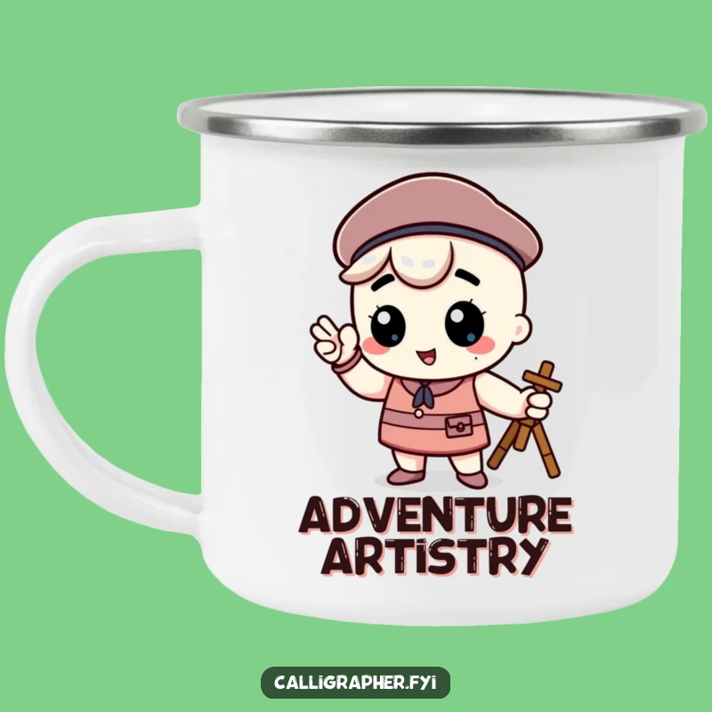 Funny Kawaii Artist Campfire Mug - Proud Beret Pose Outdoor Art