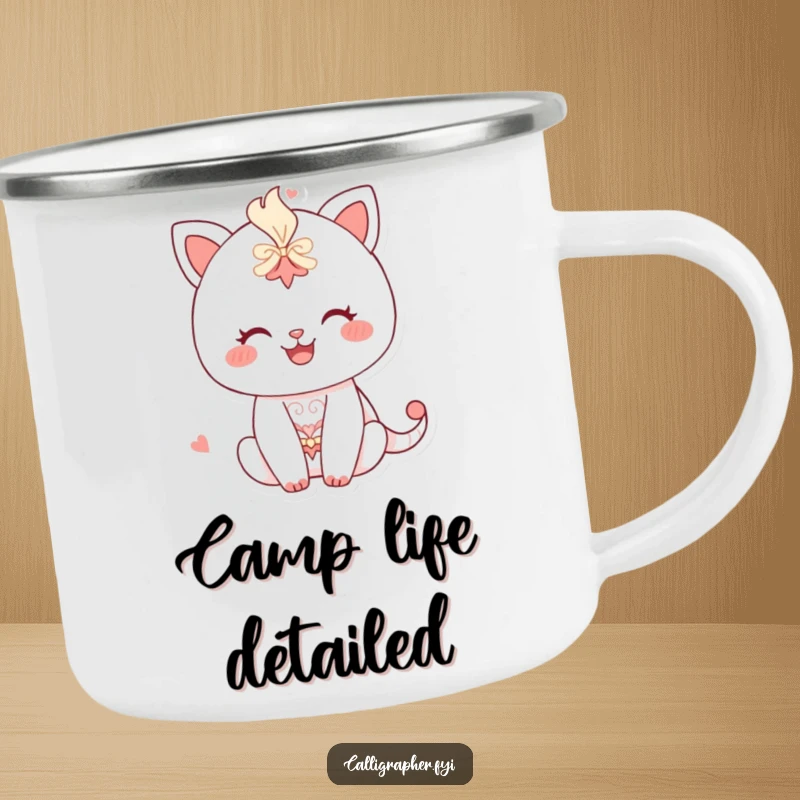 Funny Camping Mug showing a happy character meticulously drawing a detailed pattern, ideal for artists on the go.