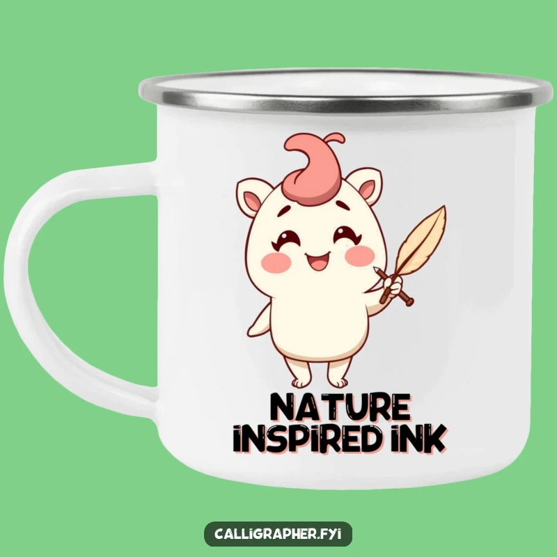 Funny Camping Mug: Quill Pen Scribe Character, Outdoor Writer's Gift