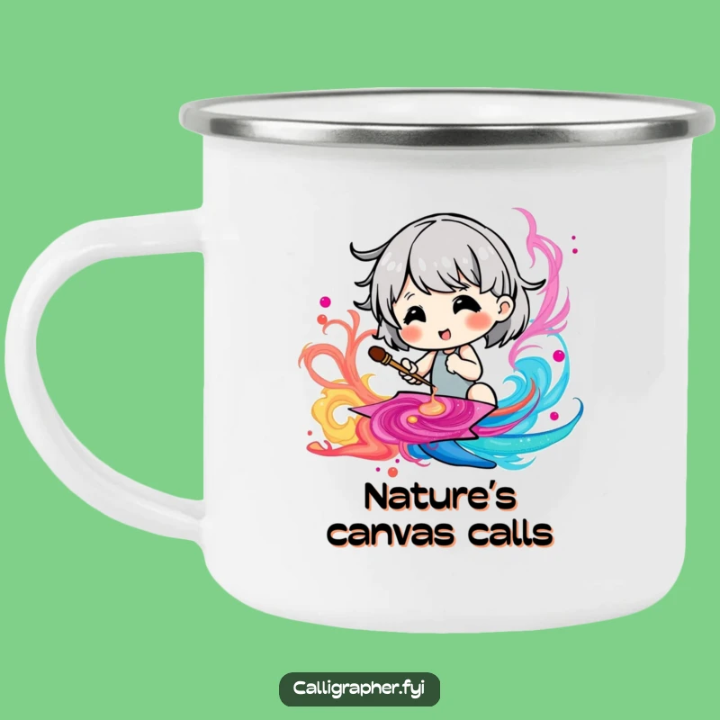 Funny Cute Character Camping Mug: Sip & Paint Vibes with Outdoor Humor!