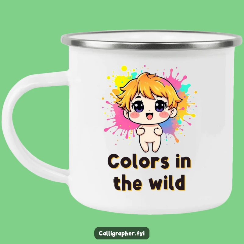 Funny Playful Character Paint Camping Mug - Adventure Painted with Color!