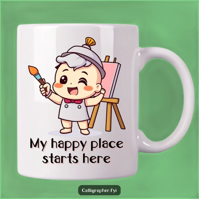 Funny Artist Painting Mug - Cheerful Character Expressing Creative Joy, Perfect Gift for Art Lovers