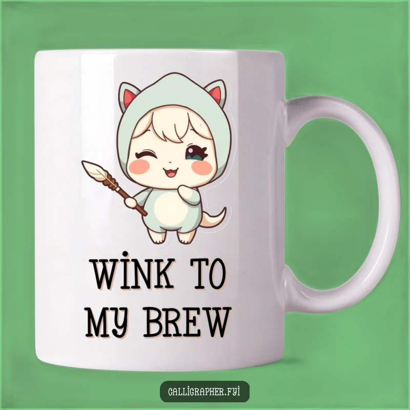 Funny Quill Master Mug: Cute Character Winking Delight Funny Gift