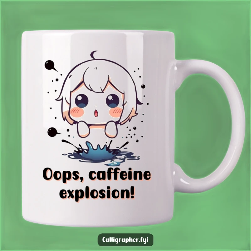 Funny Surprise Mug: Ink Splatter Shock, Cute Character Wide-Eyed Gift