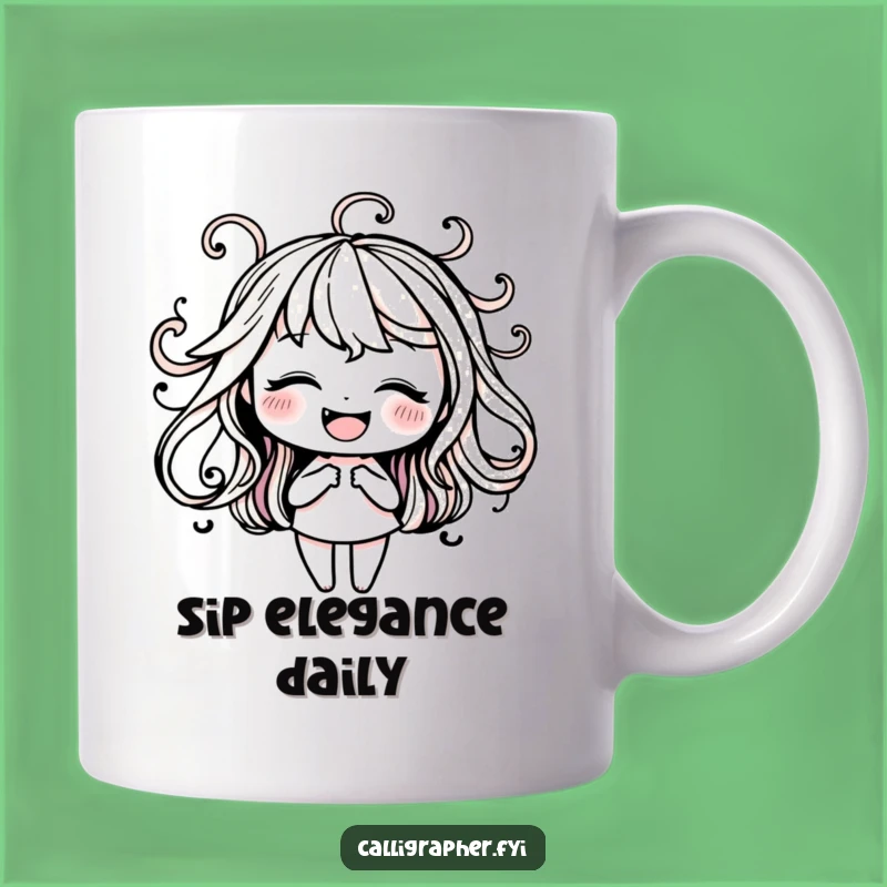 Funny Ink Swirls Mug: Happy Calligrapher Character Funny Gift