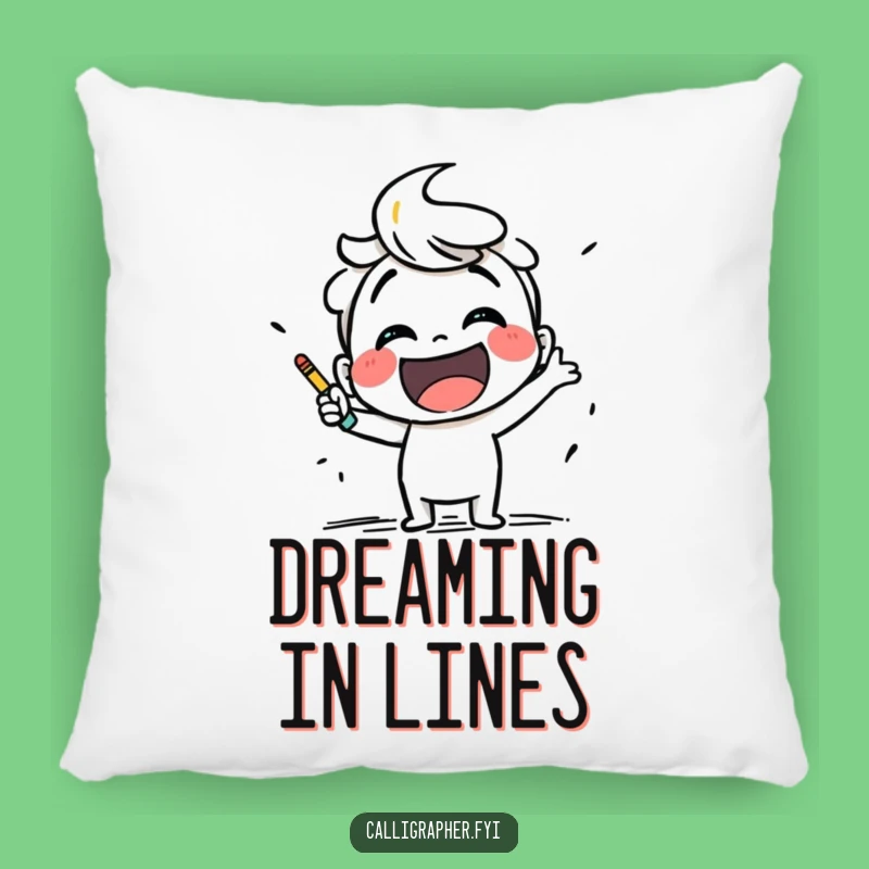 Funny Sketching Pillow: Smiling Artist Comfort Funny Gift for Studios