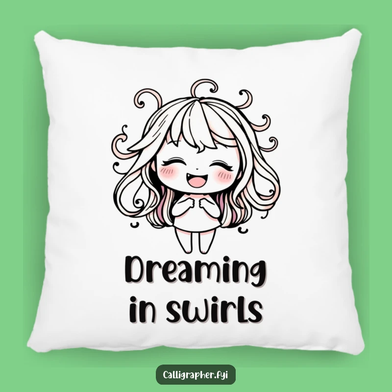 Funny Ink Swirls Pillow: Happy Character Cozy Art Funny Gift