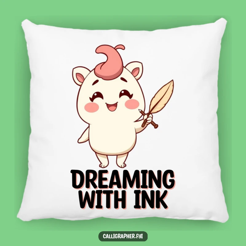 Funny Pillow: Quill Pen Scribe Character Cushion, Cozy Writer's Gift