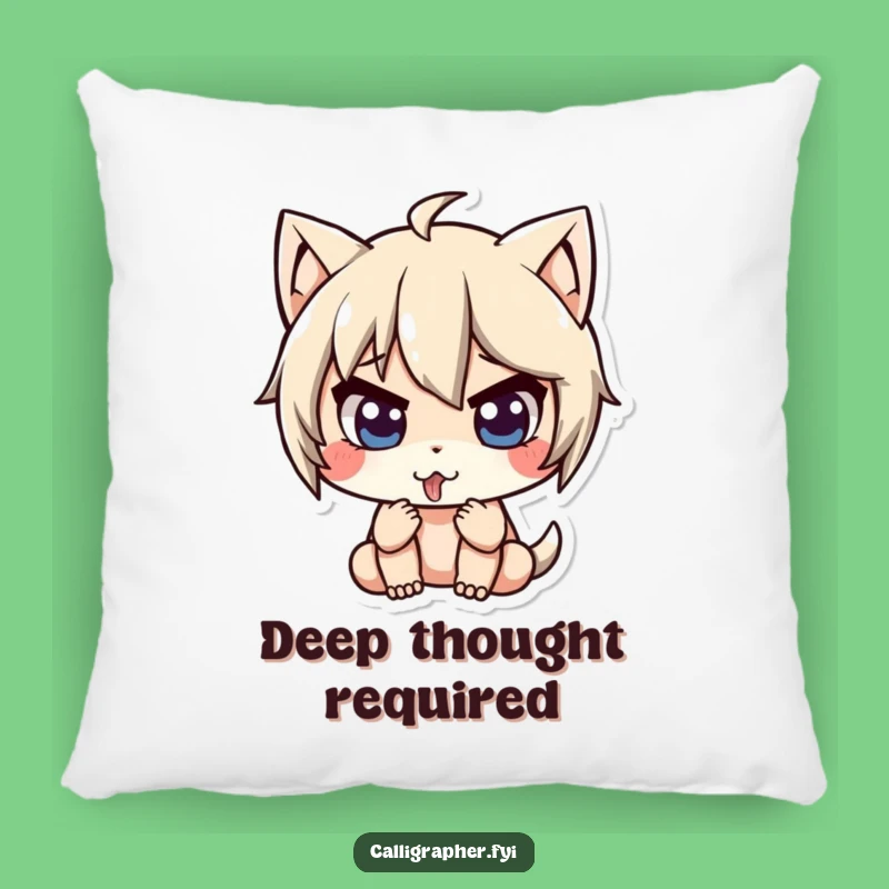 Funny Focus Pillow: Cute Character Tongue Out, Comfy Concentration Accent Gift