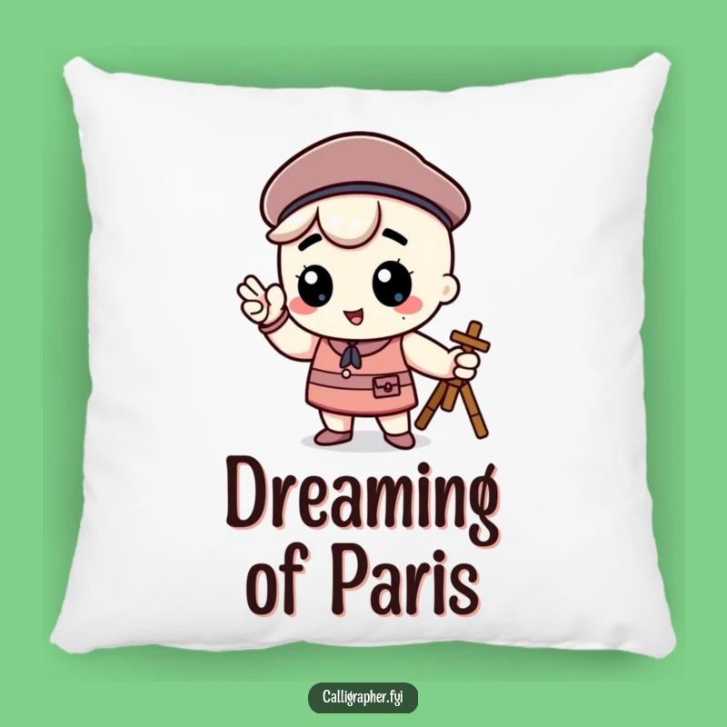 Funny Kawaii Artist Pillow - Cozy Beret Pose Accent Cushion