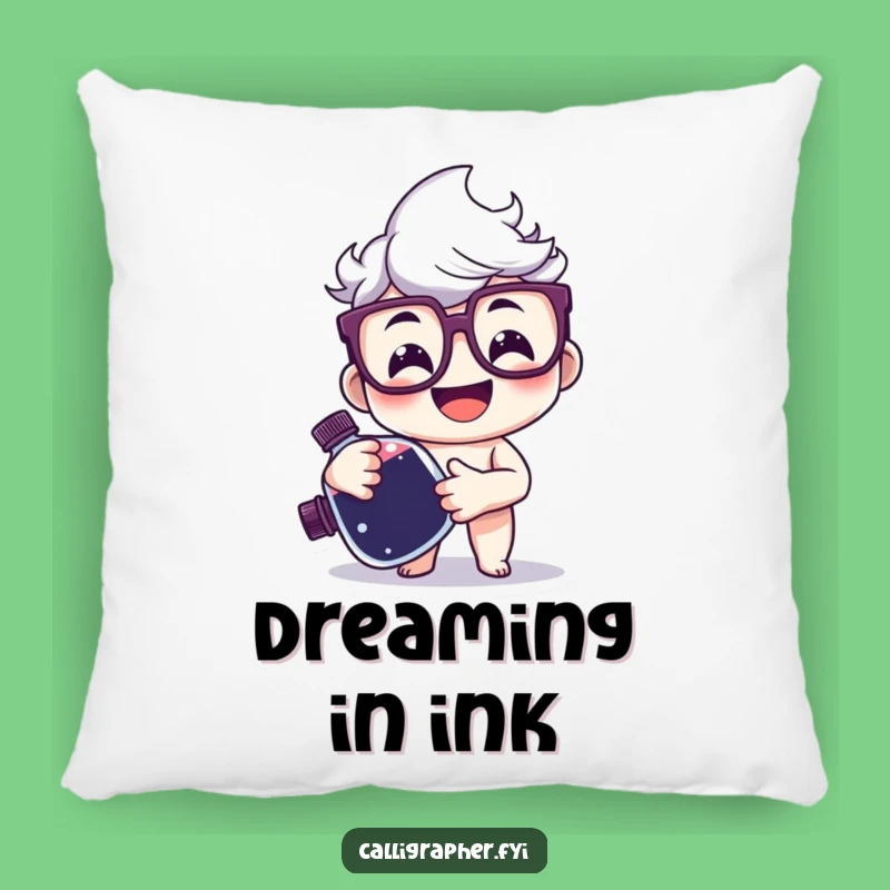 Funny Writer's Pillow - Happy Ink Character, Cozy Comfort for Literary Dreams