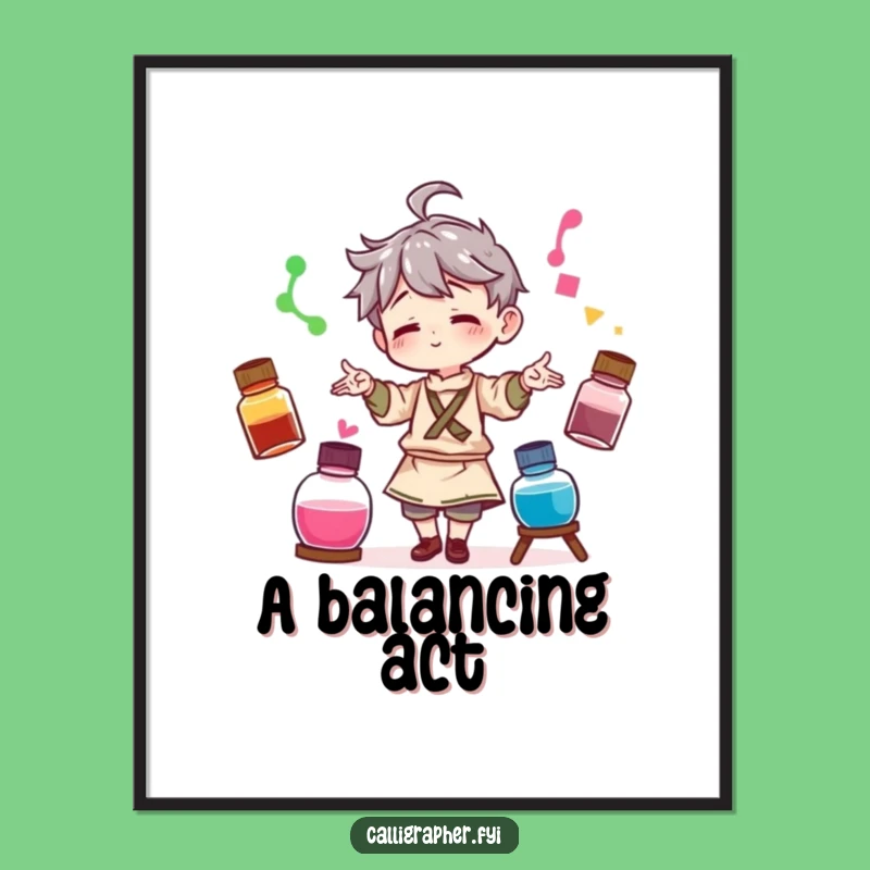 Funny Artist Juggling Digital Art: Colorful Bottles, Instant Funny Gift