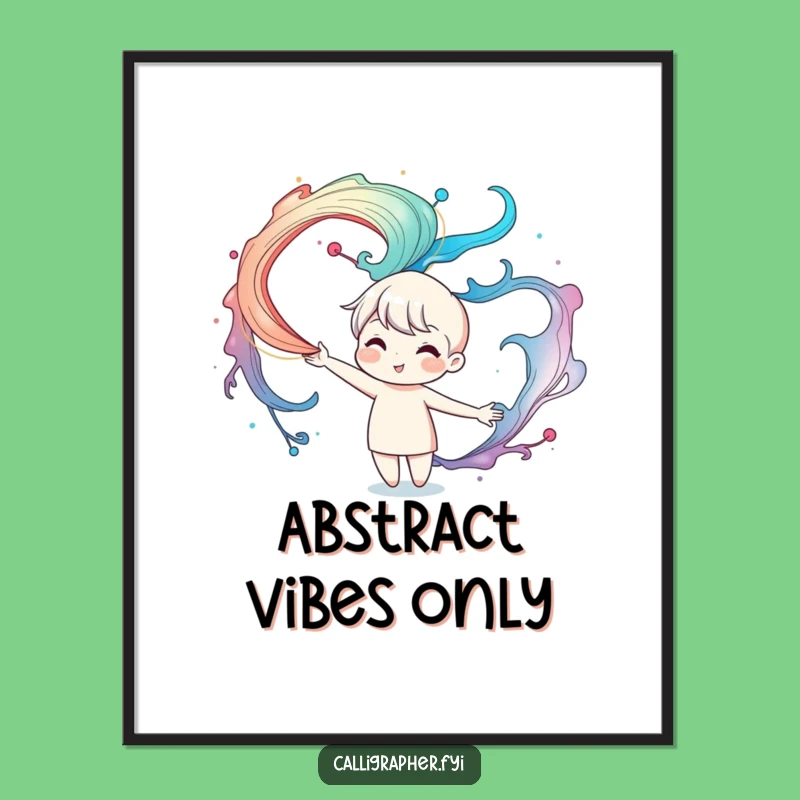 Funny Ink Swirl Digital Print: Cute Character Art, Instant Download Gift!