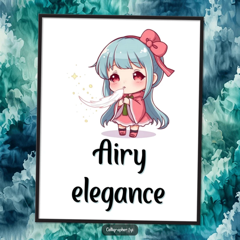 Funny digital art print of an artist creating a soft cloud of pigment by blowing a feather, perfect for adding gentle artistic humor to decor.