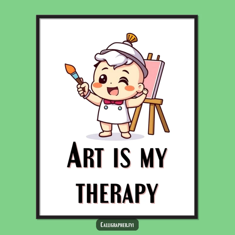 Funny Artist Digital Art Print - Cheerful Character's Masterpiece Moment, Instant Creative Decor