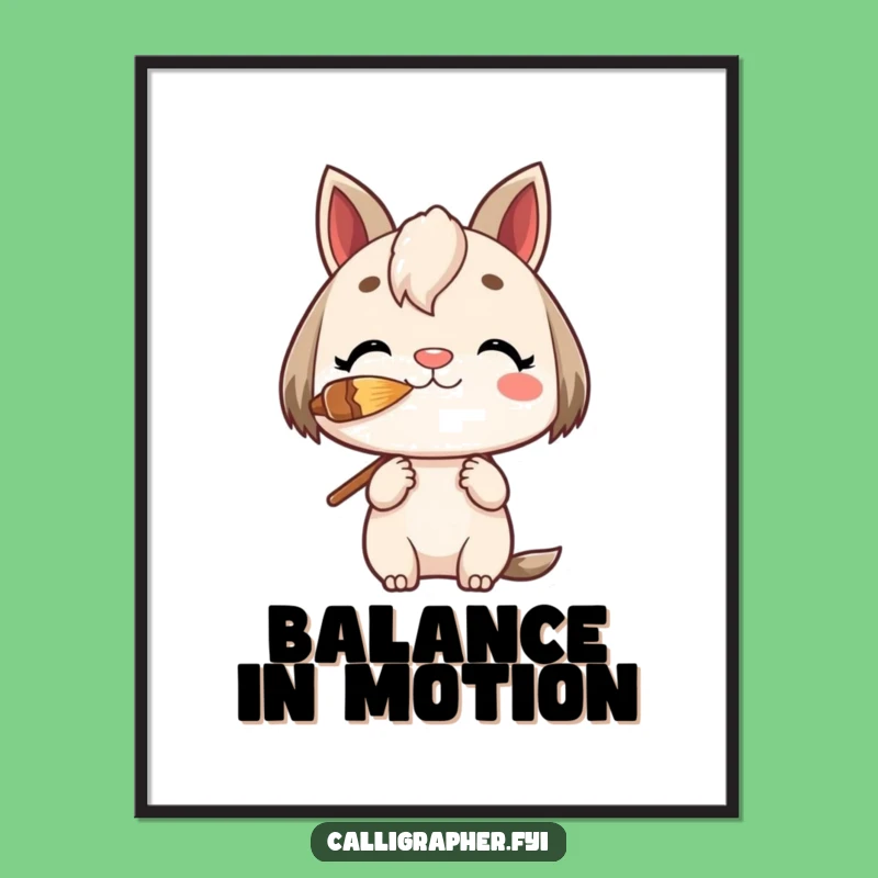 Funny Charming Character Balancing Digital Art - Instant Artistic Focus Print!