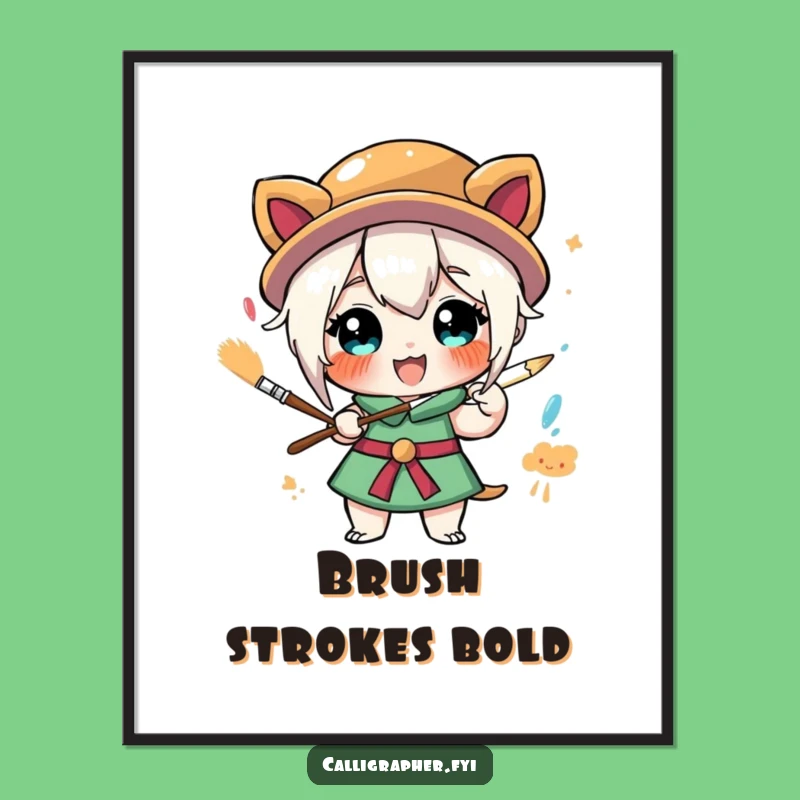 Funny Digital Art: Exuberant Painter Character, Instant Humorous Decor Gift