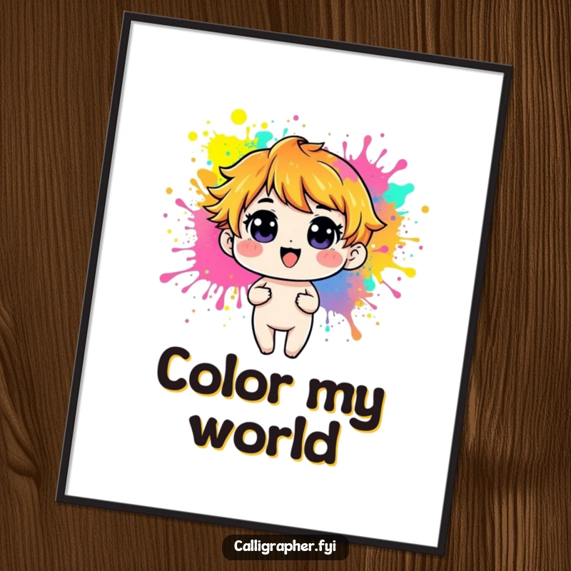 Funny Digital Art Print of a playful character creating vivid paint splashes and splatters, perfect for energetic decor.