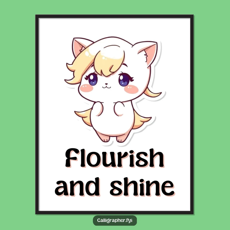 Funny Artist Art Print: Cute Character Elegant Flourish Digital Decor