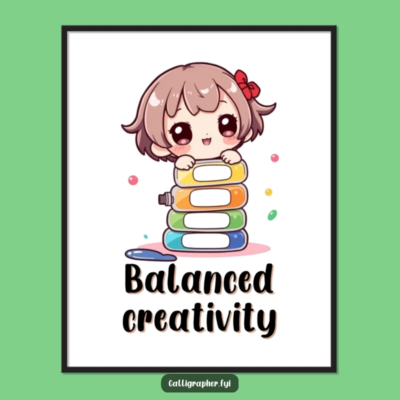 Funny Artist's Juggle Digital Print - Cute Character Ink Balance Art Gift