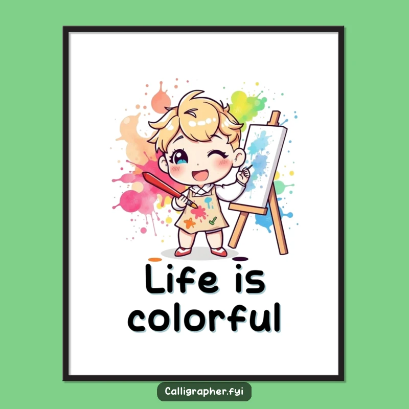 Funny Artist Splatter Digital Art: Cheerful Character Creating Vibrant Art, Instant Funny Gift