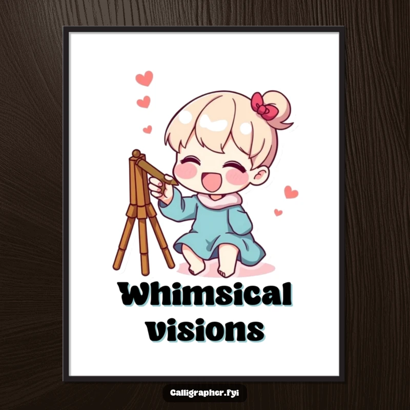 Funny digital art print of a character joyfully sketching a whimsical design, offering instant artistic humor and creative inspiration.