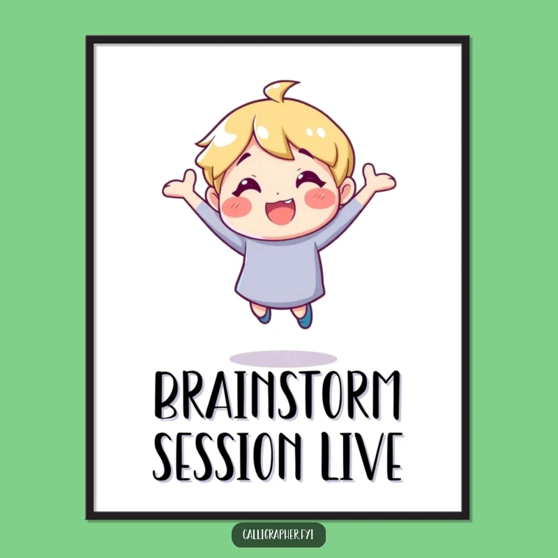 Funny Inspirational Digital Art - Cheerful Character Bouncing, Vibrant Wall Decor Gift