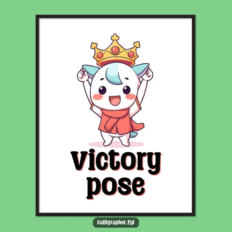 Funny Kawaii Victory Digital Art: Celebratory Character Print, Instant Achievement Gift