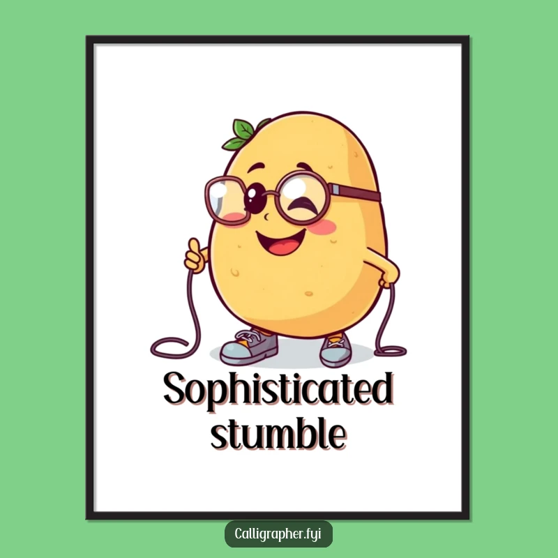 Funny Potato Monocle Mishap Digital Print: Spud Art, Humorous Decor, Gift!