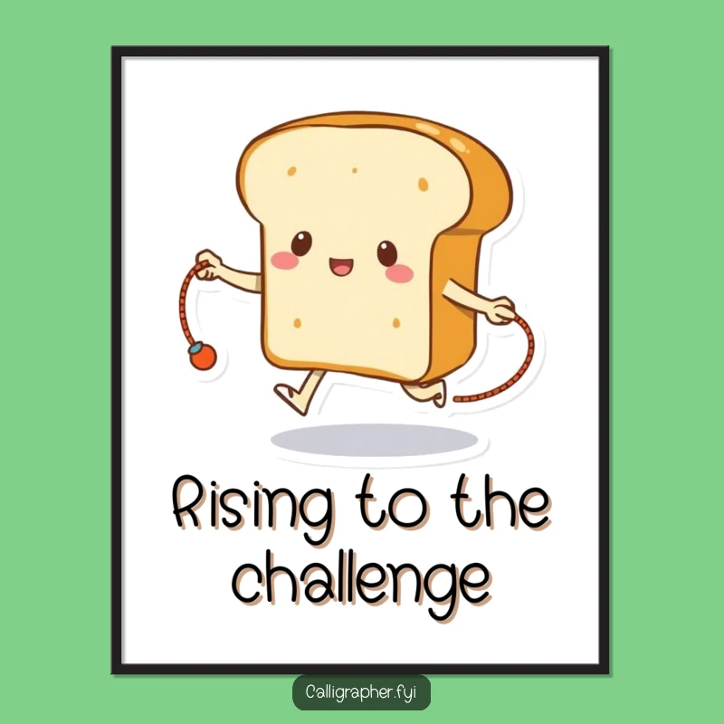 Funny Bread Skipping Digital Art: Instant Humorous Decor for Active Spaces
