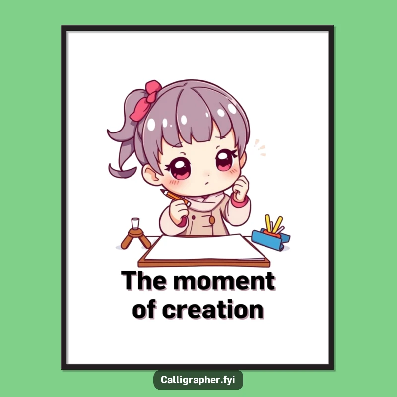 Funny Artist Pencil Pose Digital Art: Thoughtful Creator, Instant Funny Gift