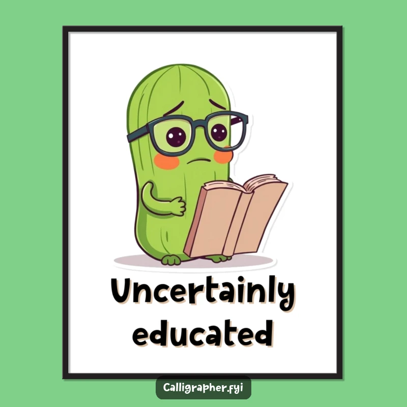 Funny Pickle Reading Digital Art: Instant Humorous Decor for Book Lovers