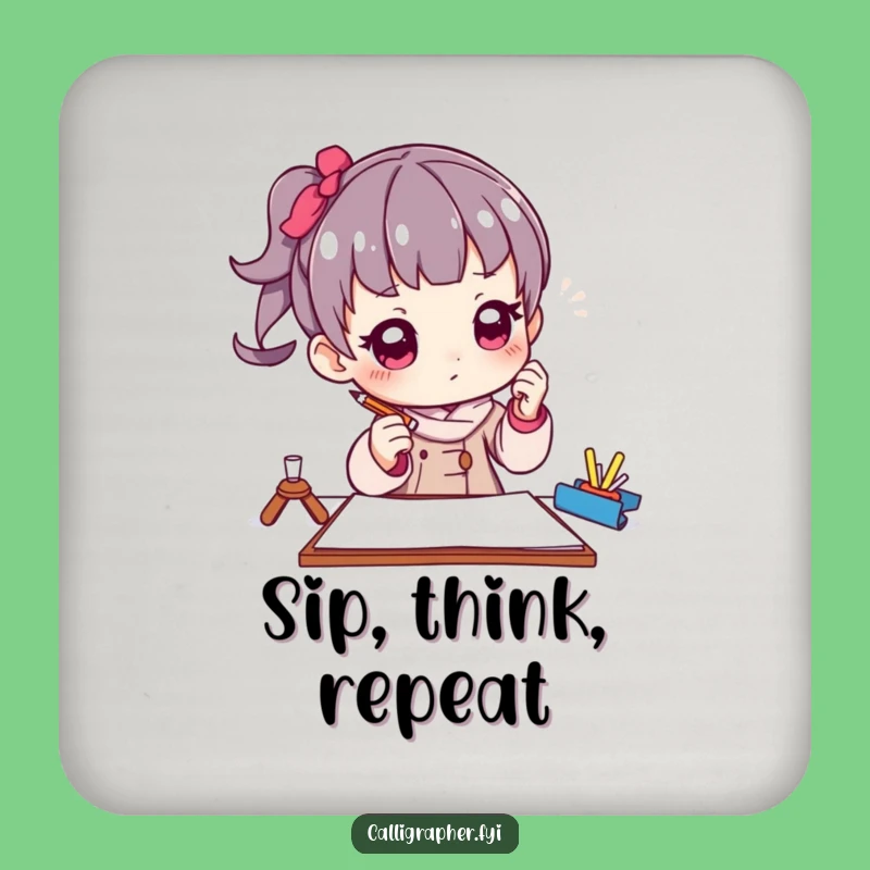 Funny Artist Pencil Pose Coaster: Protect Surfaces with Thoughtful Art, Perfect Funny Gift