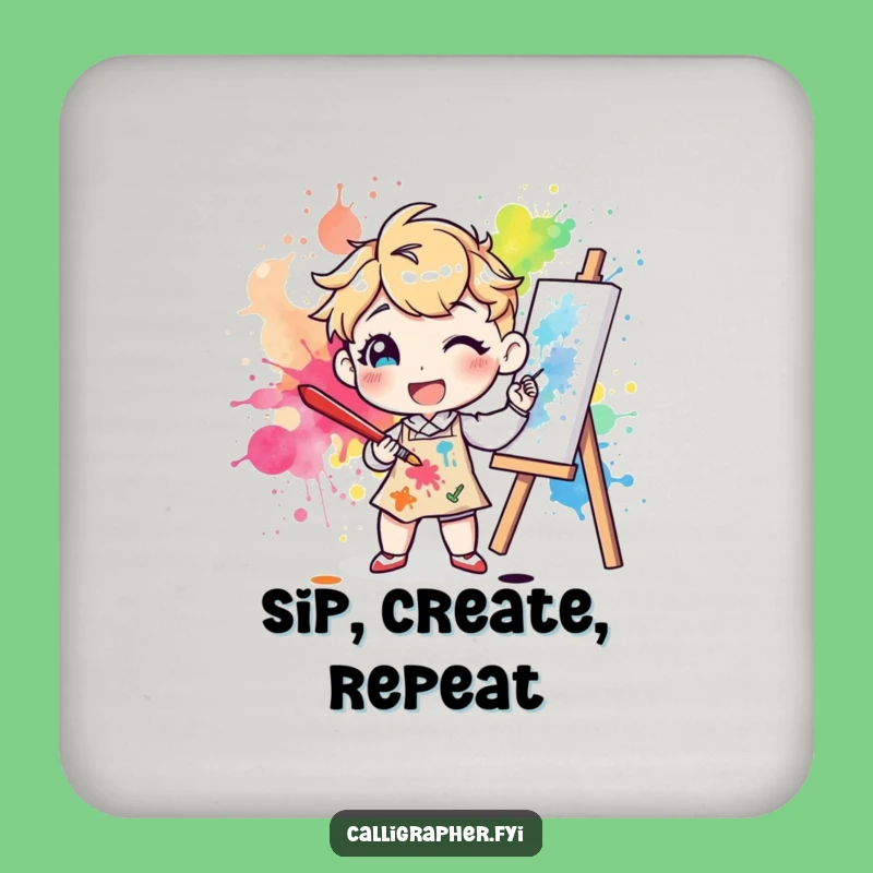 Funny Artist Splatter Coaster: Protect Surfaces with Cheerful Art, Perfect Funny Gift Set