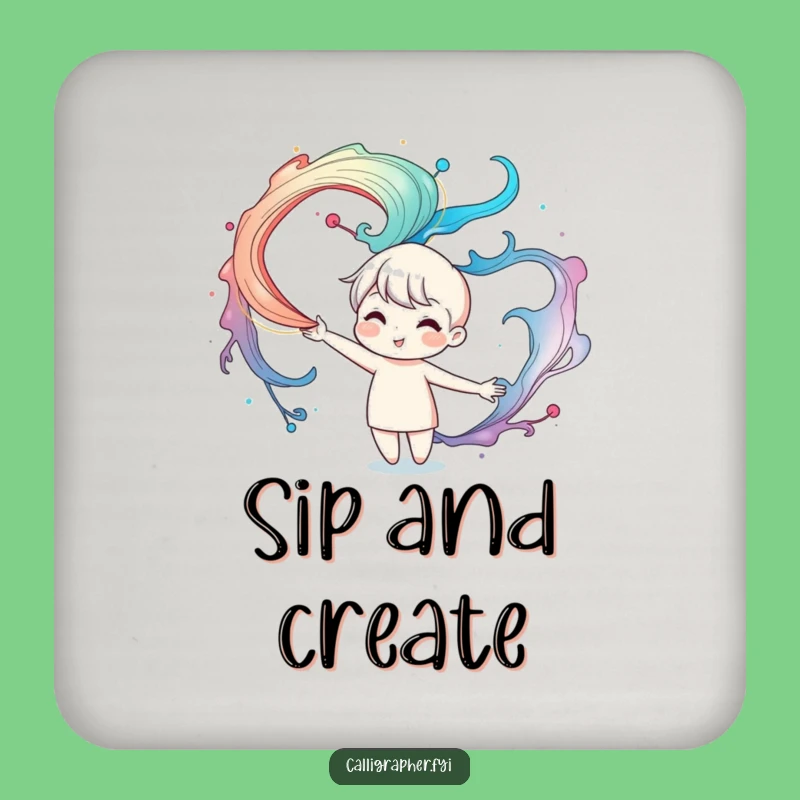 Funny Ink Swirl Coaster Set: Cute Character Art, Protect Surfaces with Humor!