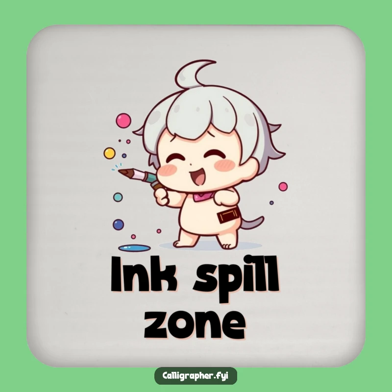 Funny Kawaii Ink Spray Coaster: Creative Character Protection, Perfect Mini Gift