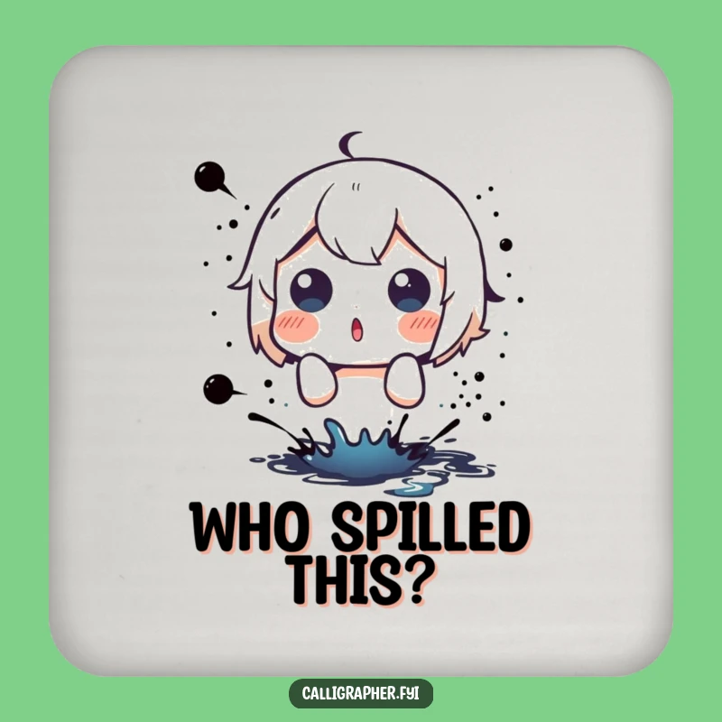 Funny Splatter Coaster: Cute Character Shocked by Ink, Drink Protector Gift