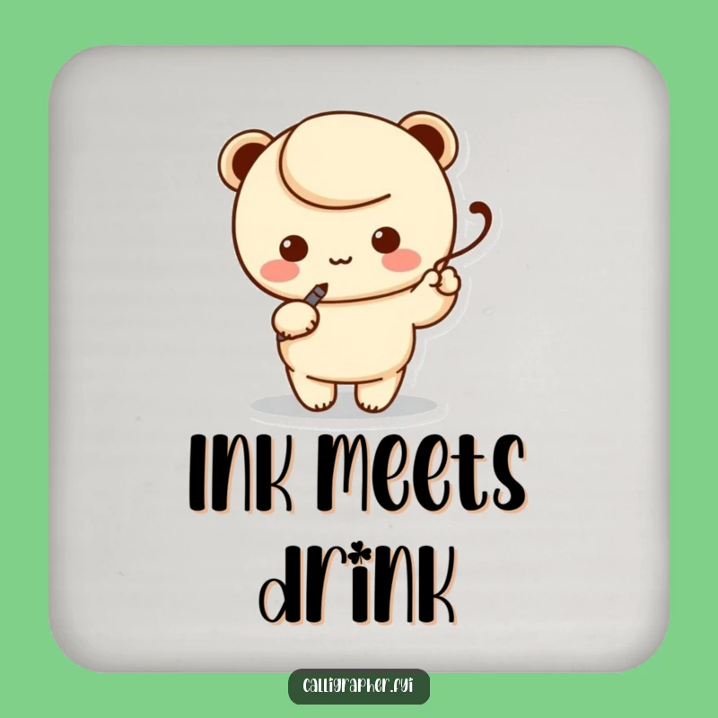 Funny Calligraphy Kawaii Pen Coaster - Protect Surfaces with Artistic Charm