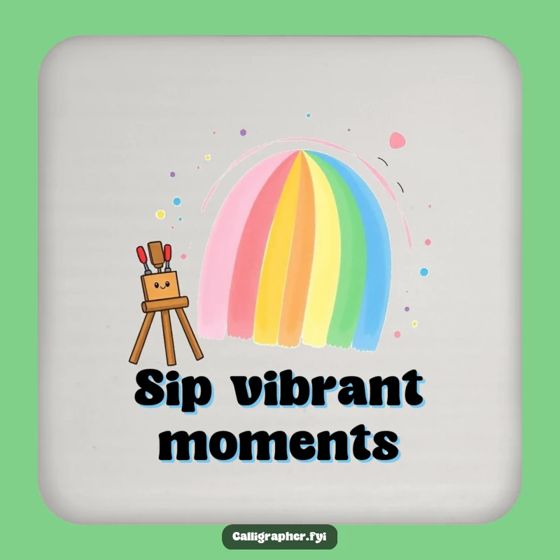 Funny Rainbow Art Coaster Set: Protect Surfaces with Style - Fun Funny Gift!