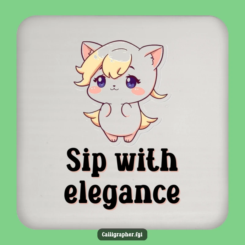 Funny Artist Coaster: Cute Character Elegant Flourish Table Protector