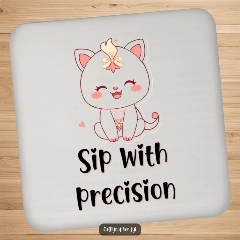 Funny Drink Coaster with a happy character focused on drawing an intricate pattern, protecting surfaces with artistic flair.