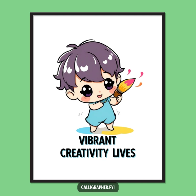 Funny Art Character Poster - Enthusiastic Painter Wall Art