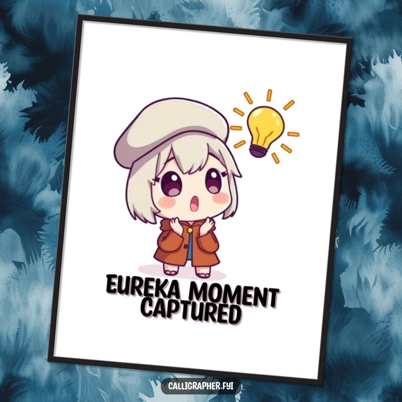 Funny Poster of a surprised character wearing a beret, reacting with wide eyes to a sudden, brilliant artistic concept.